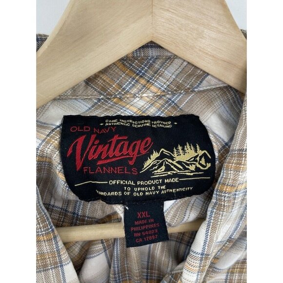 Old Navy Men’s Plaid Flannel Long Sleeve 100% Cotton Button up Shirt Sz XXL Flaw - Picture 4 of 13
